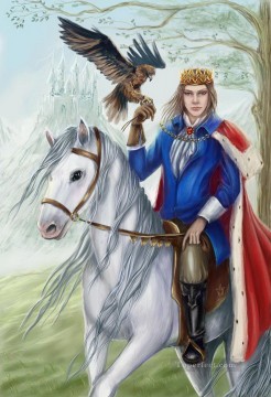 動物 Painting - 白い馬に乗った王子様